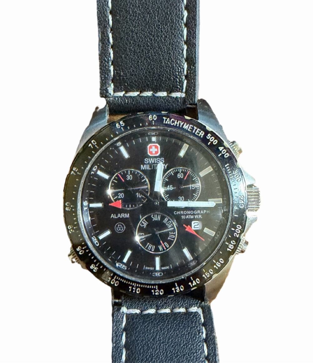 Swiss Military Hanowa Chronograph Alarm Men's Black Dial 10ATM Watch